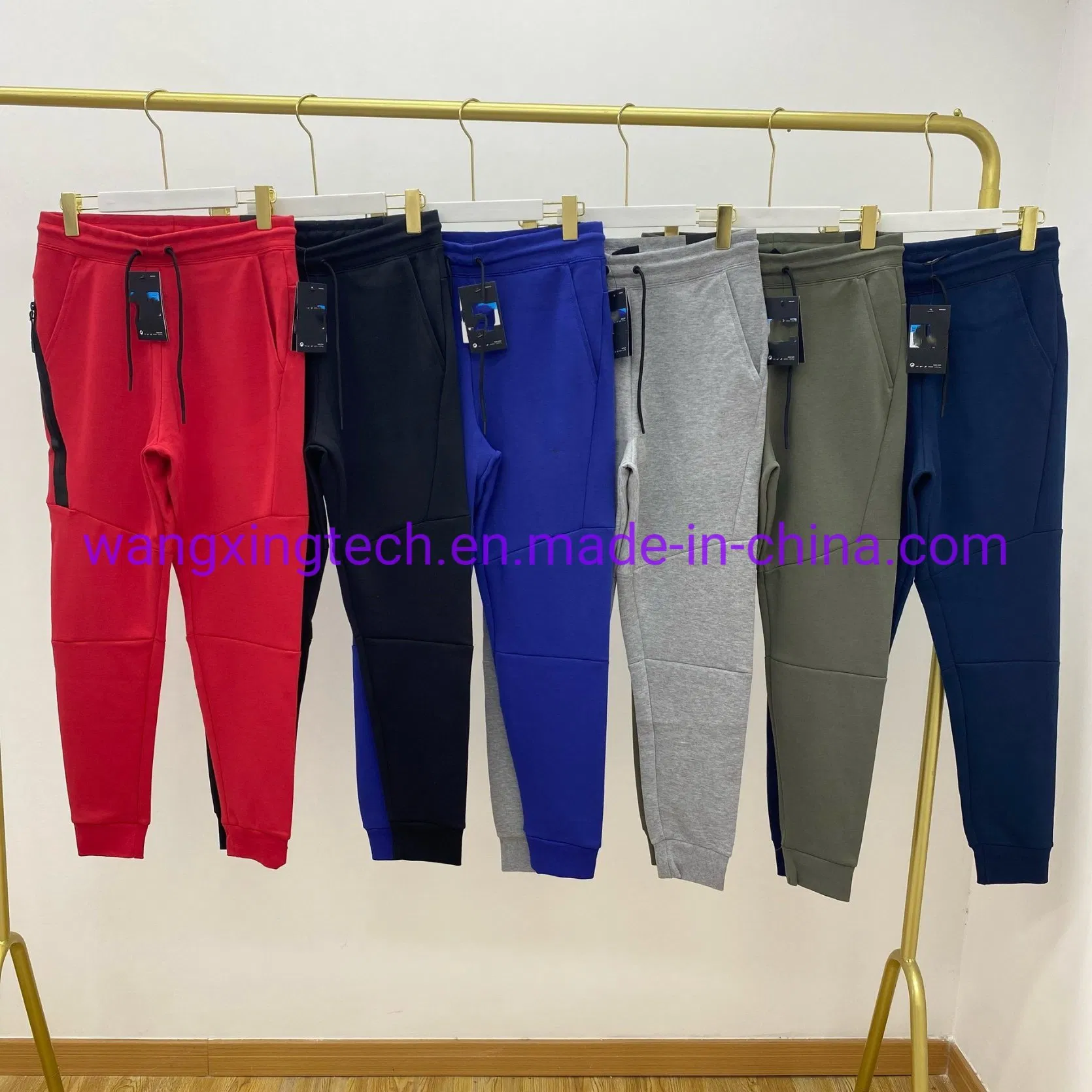 Wholesale Spring and Autumn New Sports Pants Stitching Slim Fit Taped Zipper Tech Fleece Sweatpants Cotton Casual Trousers Men