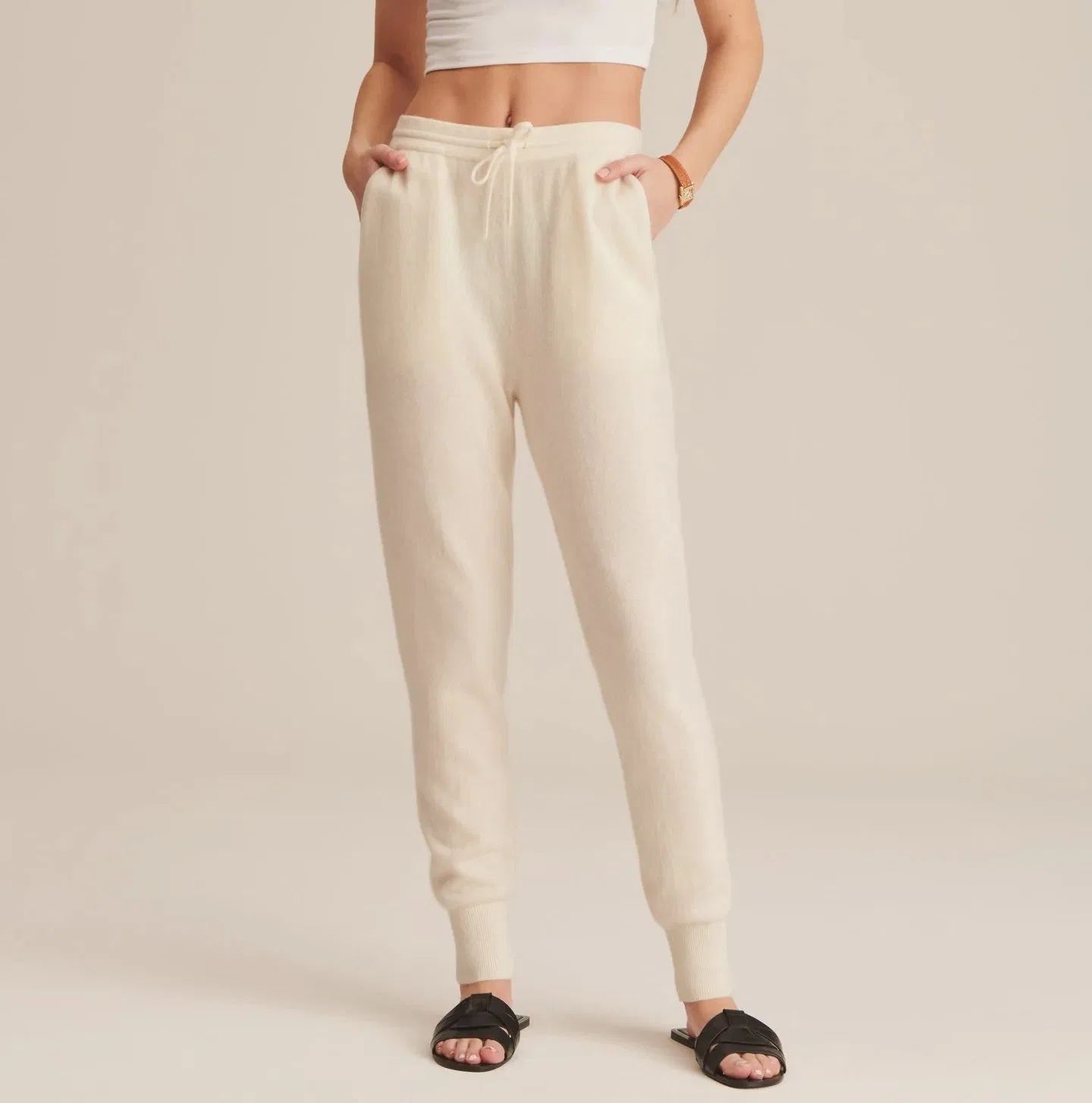 Women's Fashion Leisure 100% Cashmere Multi-Color Pajama Joggers Sweat Pants