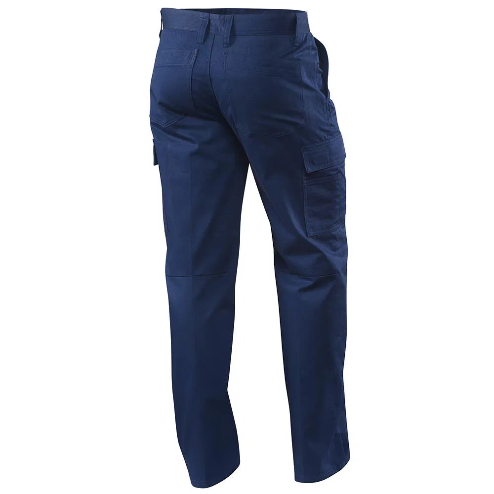 Custom Solid Color Long Mens Cargo Pants Navy Blue Workwear Anti-Pilling Cotton Men's Trousers