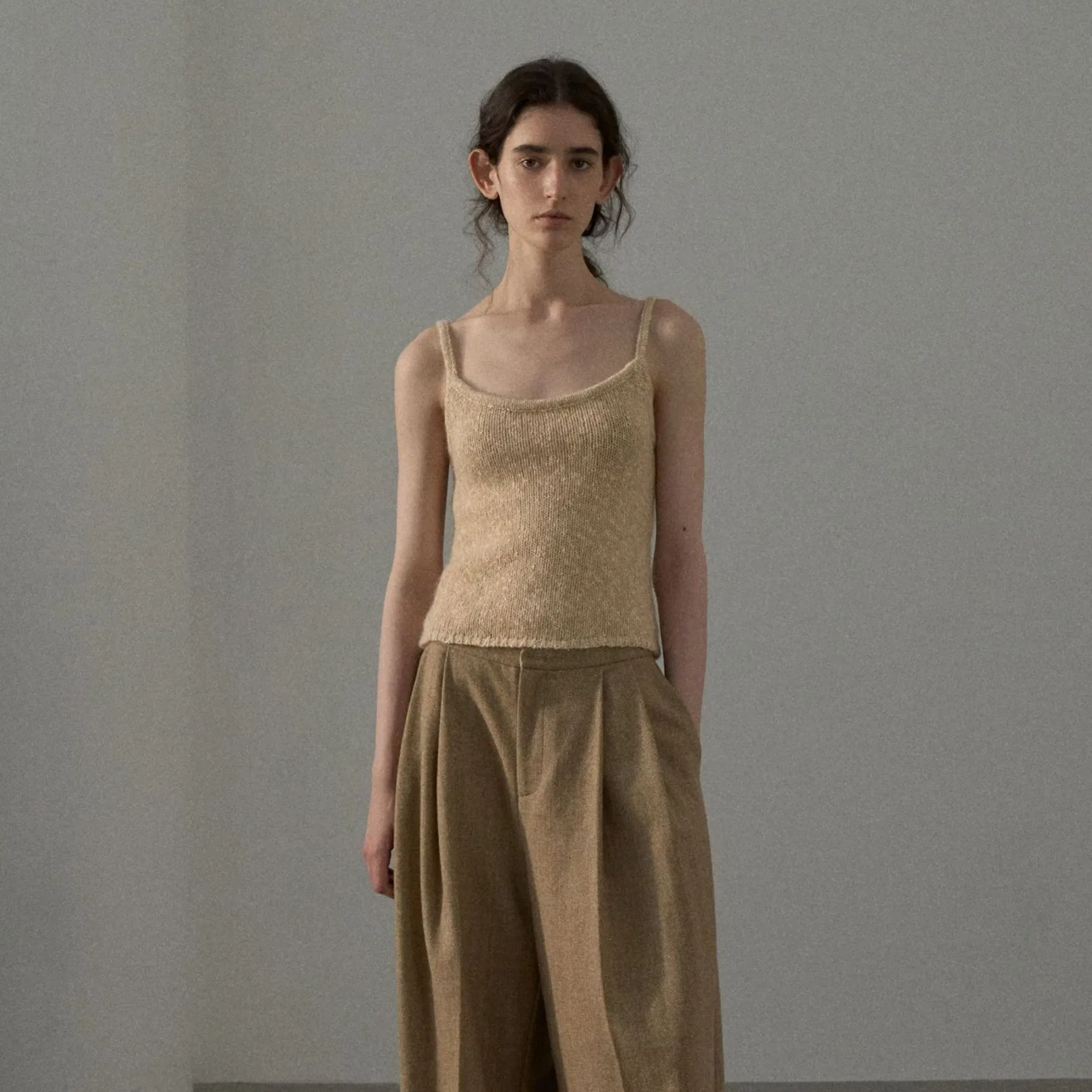 Factory Customization High-Waisted Wool Herringbone Wide-Leg Trousers