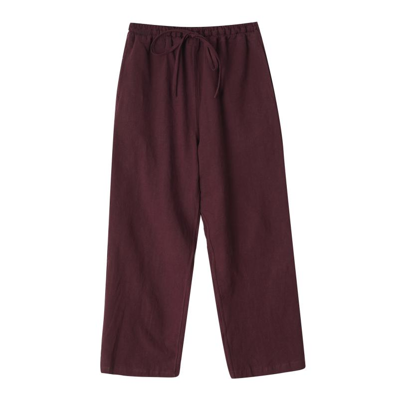 Yigao Cotton Linen Casual Pants with Elastic Waist, Linen Breathable Straight Leg Men's Pants
