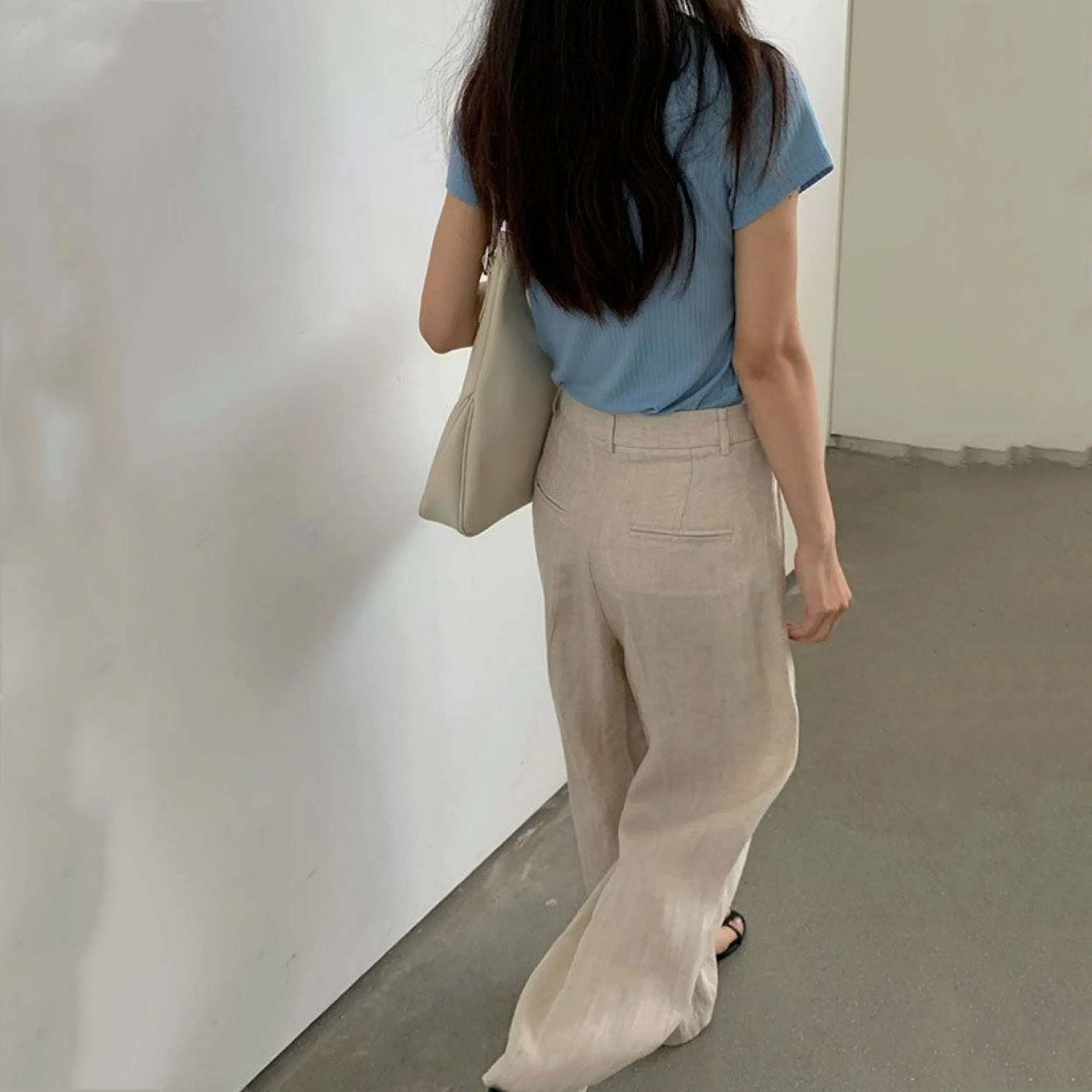 Factory Customization Women's Summer Wide-Leg Pants High-Waisted Breathable Trousers