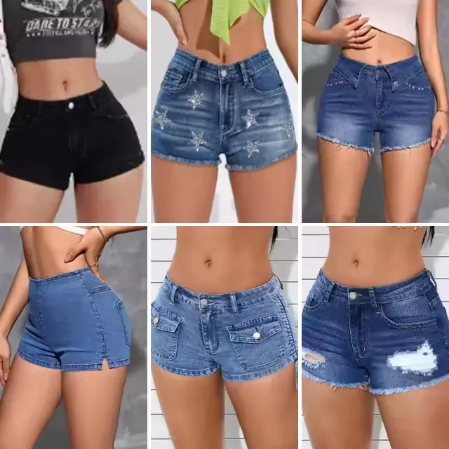 Retro High-Waisted Distressed Denim Shorts 4