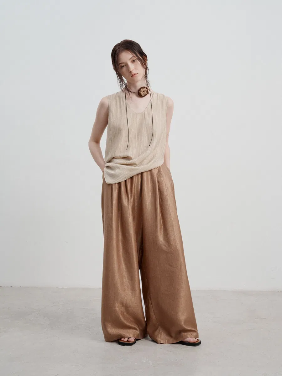 Acetate Wide-Leg Pants Detail 2