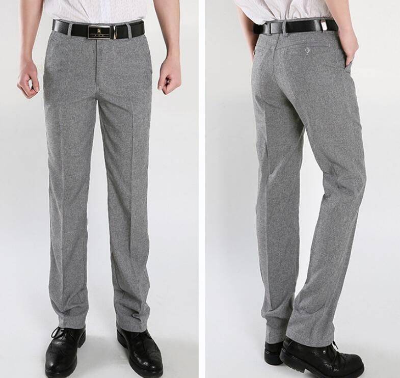 Classic Mens Casual Pants Lightweight Elasticated Waist Linen Trousers