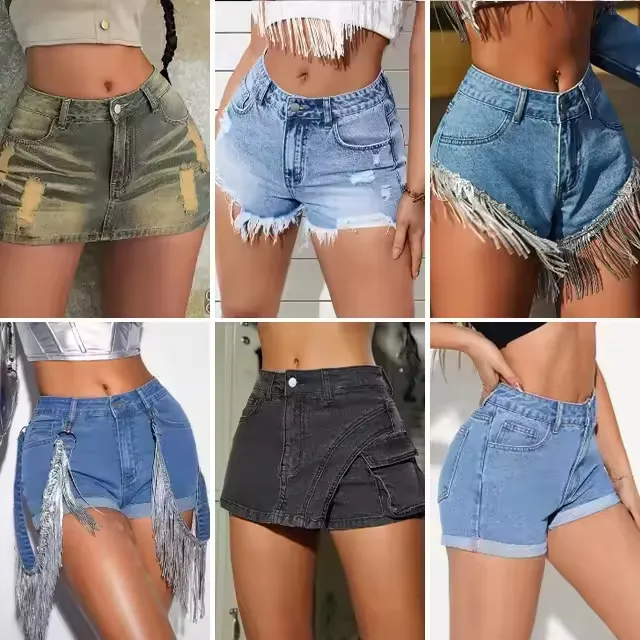 Retro High-Waisted Distressed Denim Shorts 2
