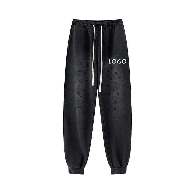 Outdoor Casual Washed Loose Sports Men's Trousers High Street Distress Elastic Waist Men Pants