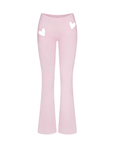 Cotton Jersey Heart Flare Legging Flared Cotton Low-Rise Slim Fit Heart-Cut Trousers