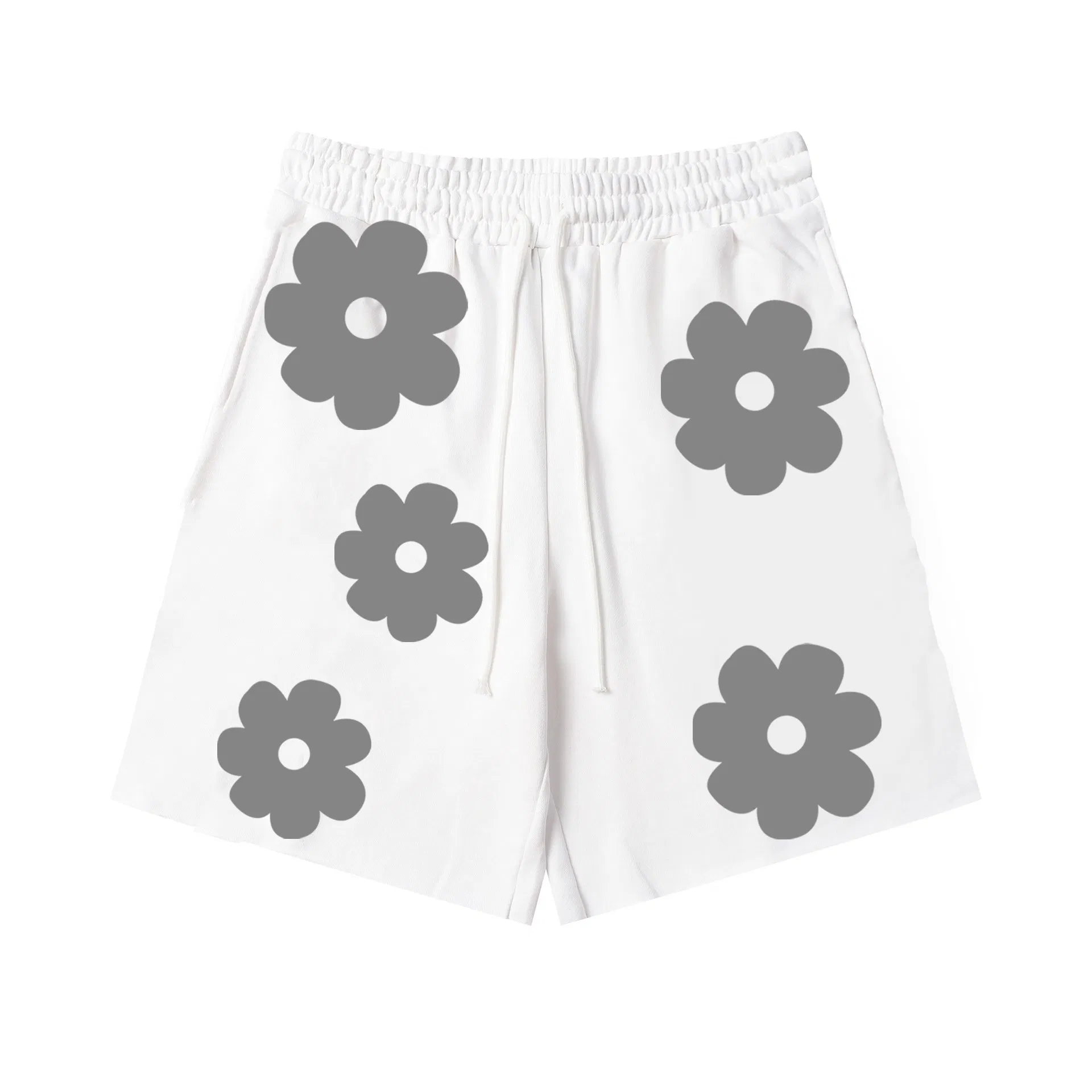 European American Trendy Brand's Casual Cross-Border Short-Sleeved Kapok Foam Printed Denim Shorts Elastic Waist for Men Women