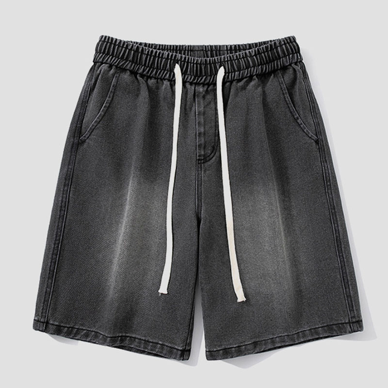 Men Casual Washed Summer Denim Short Pants Loose Fit Jeans Cargo Shorts