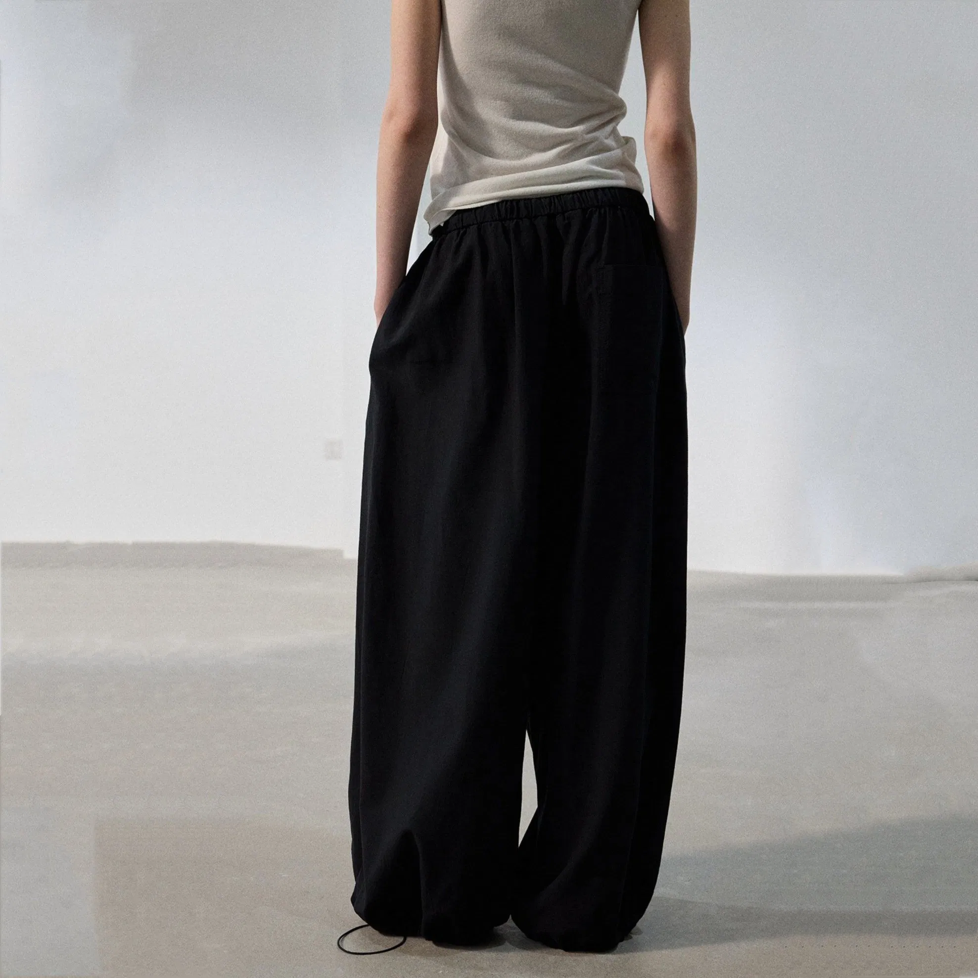 Factory Customization Women's Early Autumn Linen Elastic Waist Wide Leg Trousers