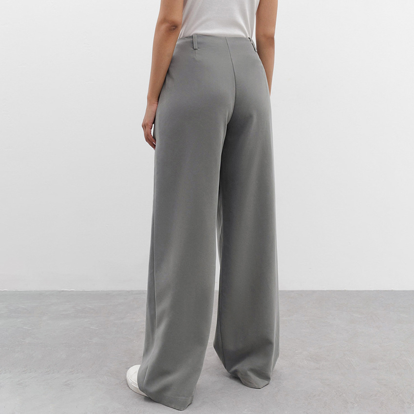 Fashionable New Women High Waist Street Recreational Gray Wide Leg Loose Trousers