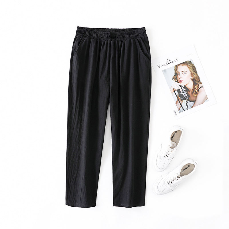 Spring Summer Cotton Linen Pants Large Size Women's Trousers Solid Casual Loose Linens Capri Pants Female Harem Pants Women