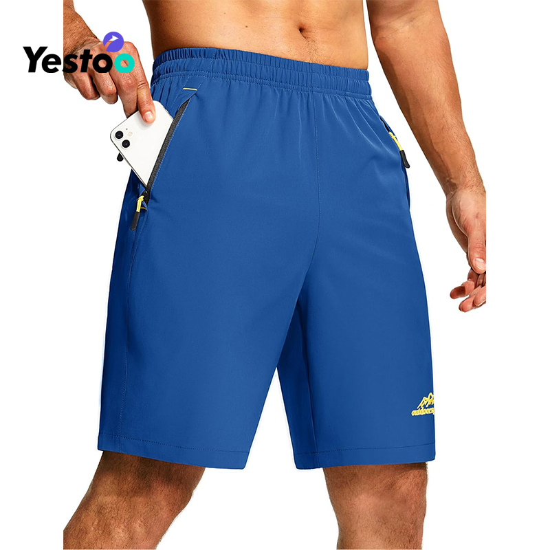 Men's Running Athletic Shorts 9" Quick Dry Workout Gym Shorts Lightweight Summer Shorts 3 Zipper Pockets