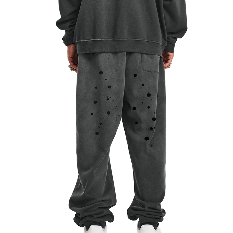 Outdoor Casual Washed Loose Sports Men's Trousers High Street Distress Elastic Waist Men Pants