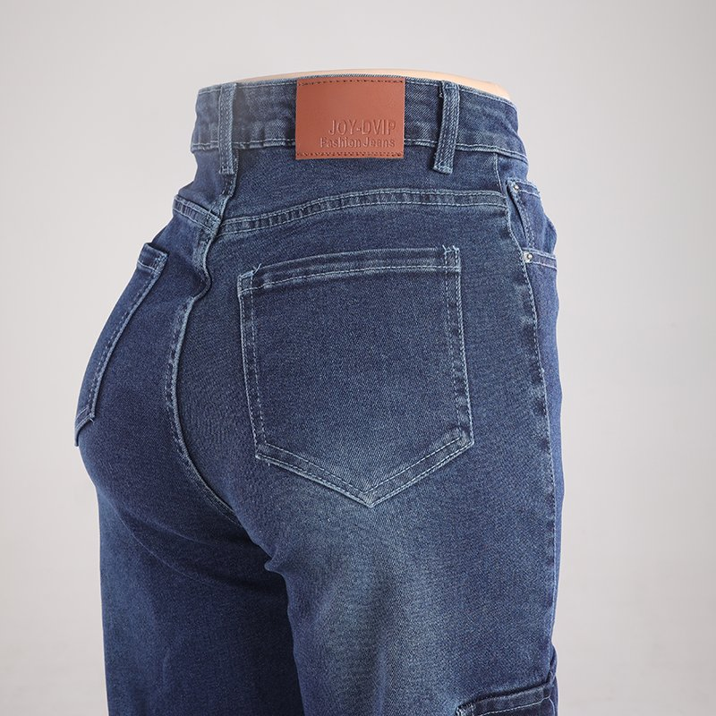 Customized Women's Trendy Loose Fit Wide Leg Baggy Denim Pants High Waist Straight Leg Summer Casual Stretchy Trouser Dark Wash