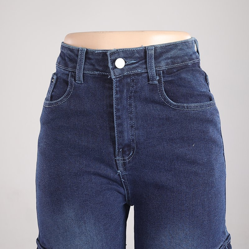 Customized Women's Trendy Loose Fit Wide Leg Baggy Denim Pants High Waist Straight Leg Summer Casual Stretchy Trouser Dark Wash