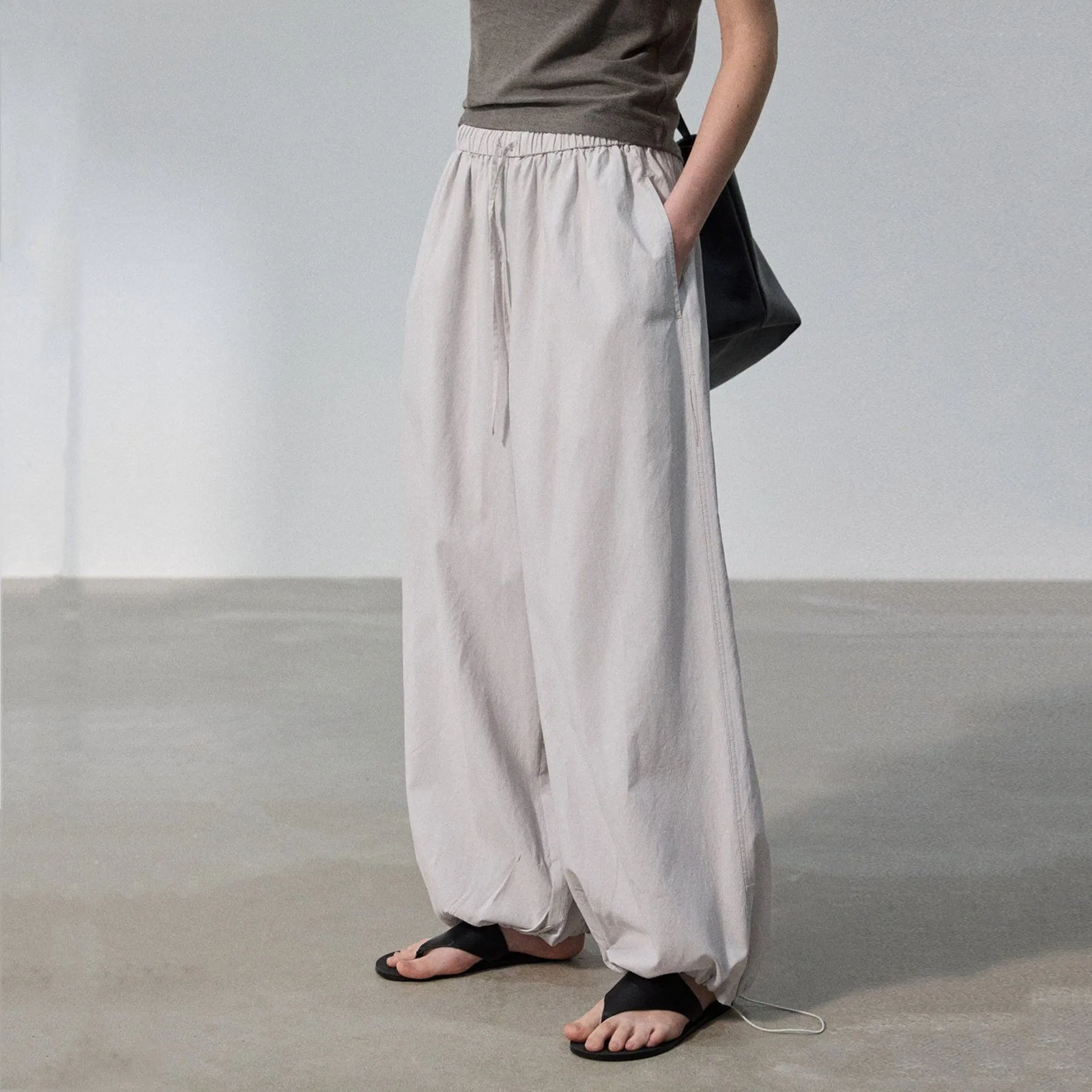 Factory Customization Women's Early Autumn Linen Elastic Waist Wide Leg Trousers