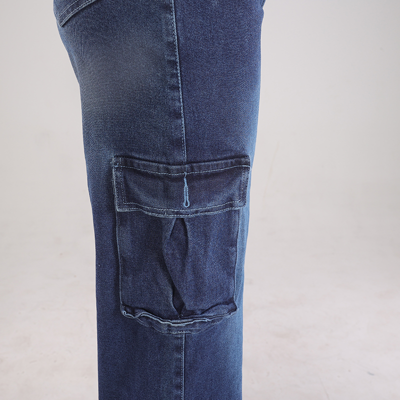 Customized Women's Trendy Loose Fit Wide Leg Baggy Denim Pants High Waist Straight Leg Summer Casual Stretchy Trouser Dark Wash