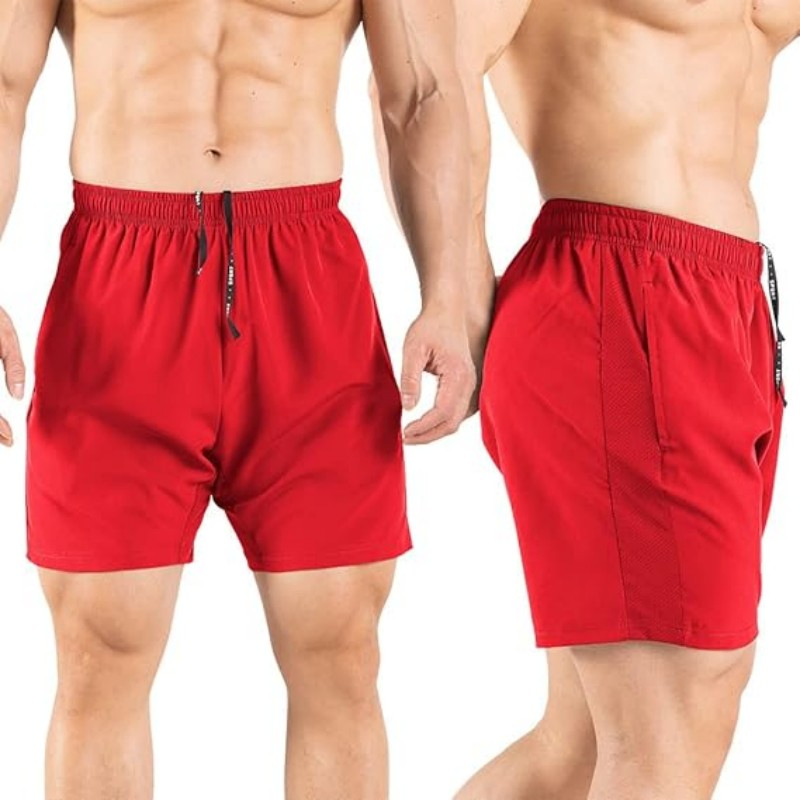 Men's Athletic Training Shorts - Breathable Basketball Shorts with Zippered Pockets for Gym and Casual Activities
