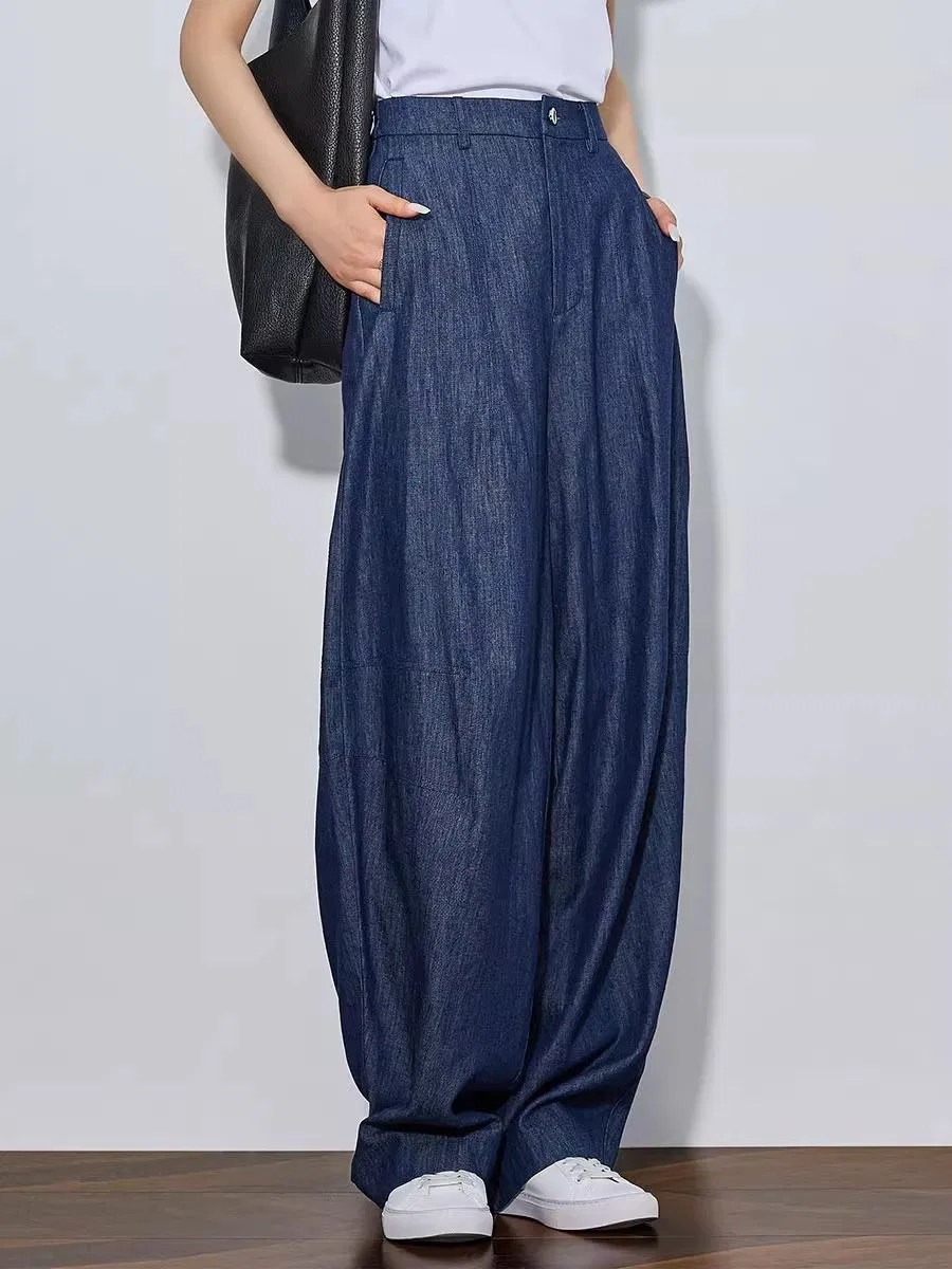 Women's Summer Extra Long Thin Casual Pants Loose Floor-Length Cotton Linen Pants High Waist Wide Leg Pants