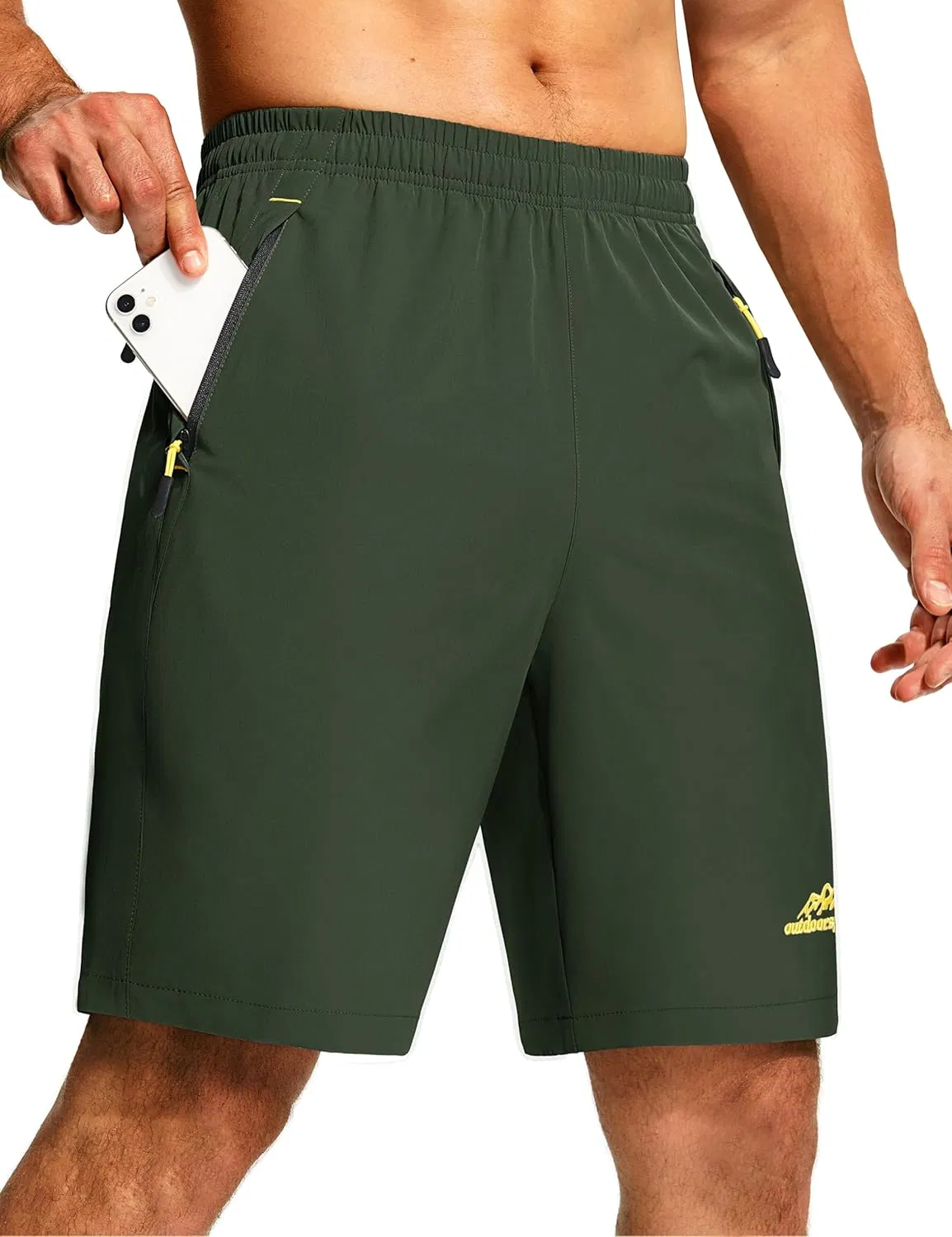 Men's Running Athletic Shorts 9" Quick Dry Workout Gym Shorts Lightweight Summer Shorts 3 Zipper Pockets