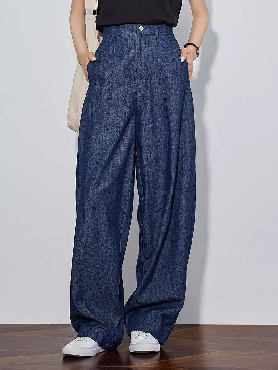 Women's Summer Extra Long Thin Casual Pants Loose Floor-Length Cotton Linen Pants High Waist Wide Leg Pants