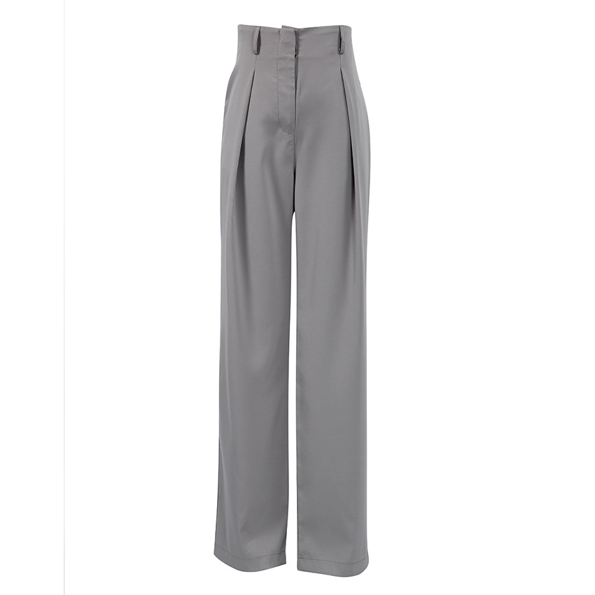 Fashionable New Women High Waist Street Recreational Gray Wide Leg Loose Trousers