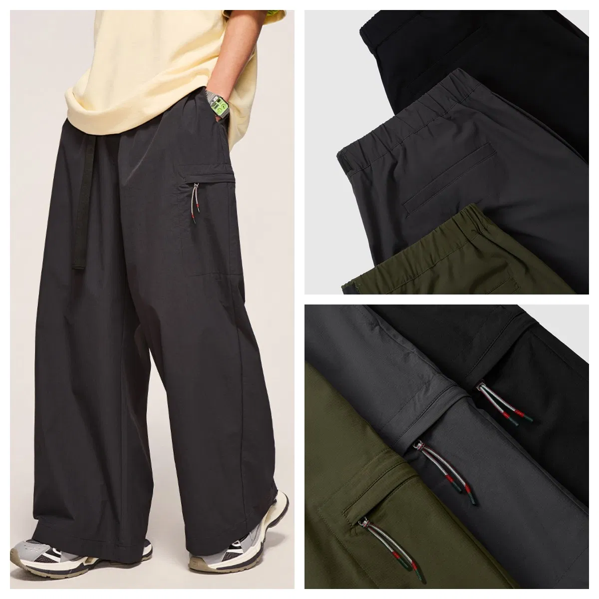 Wholesale 90%Nylon 10%Spandex Luxury Quality Checkered Windbreak Loose Straight Wide Leg Trousers for Men