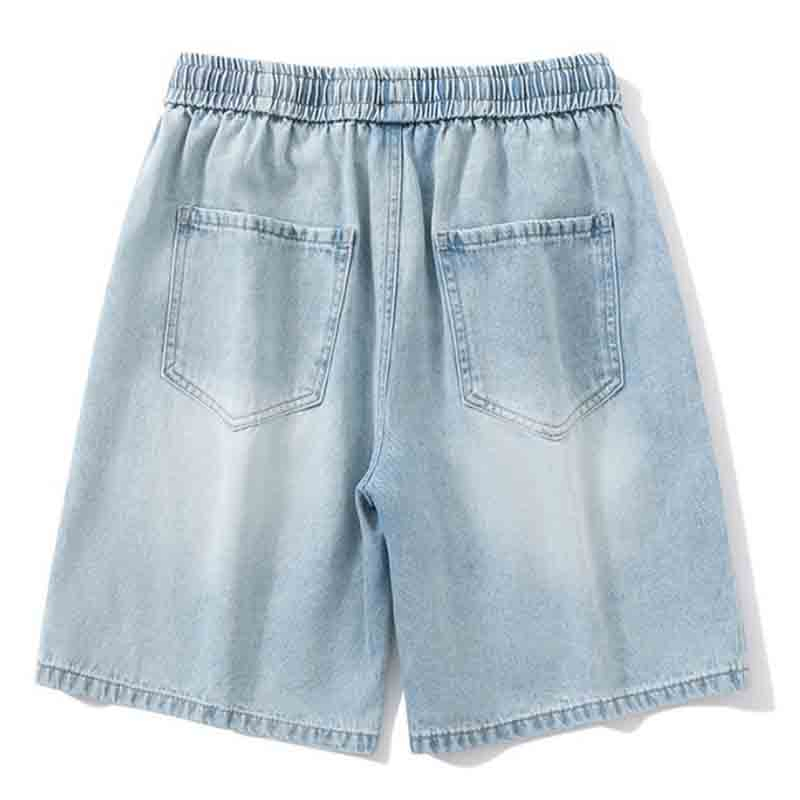 Men Casual Washed Summer Denim Short Pants Loose Fit Jeans Cargo Shorts