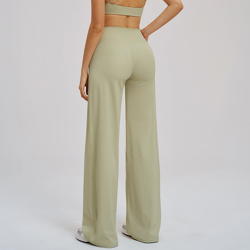 Custom Logo Crossover High Waist Wide Leg Trousers for Workouts &amp; Errands
