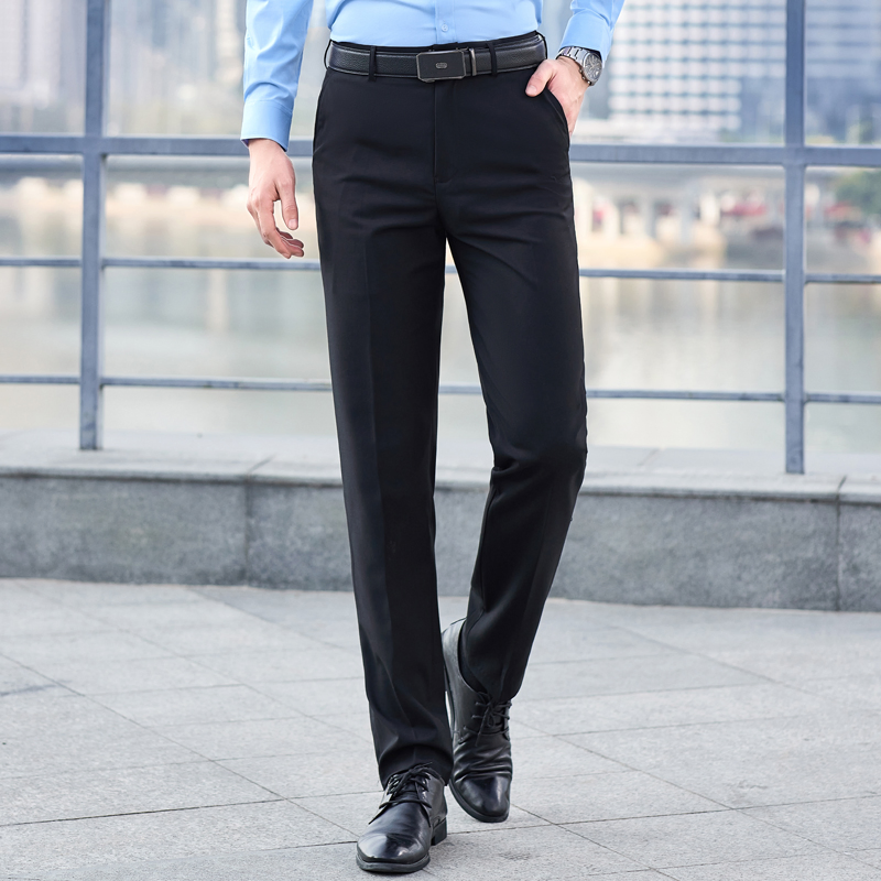 Tailored Serge Grey Straight Leg Men's Business Professional Trousers