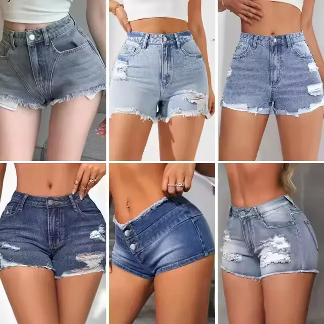 Retro High-Waisted Distressed Denim Shorts 1