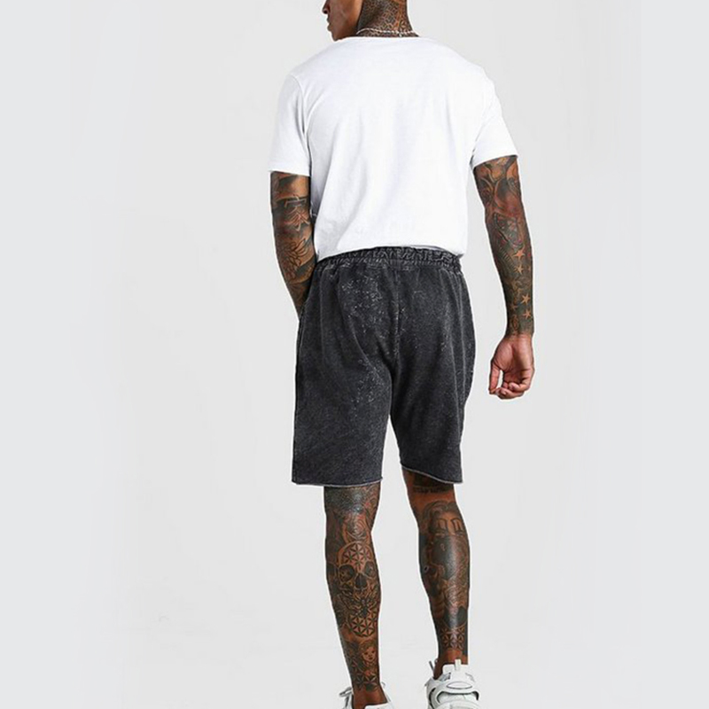 Custom Acid Wash Raw Hem Oversized Gym Sports Running Cargo Shorts Men