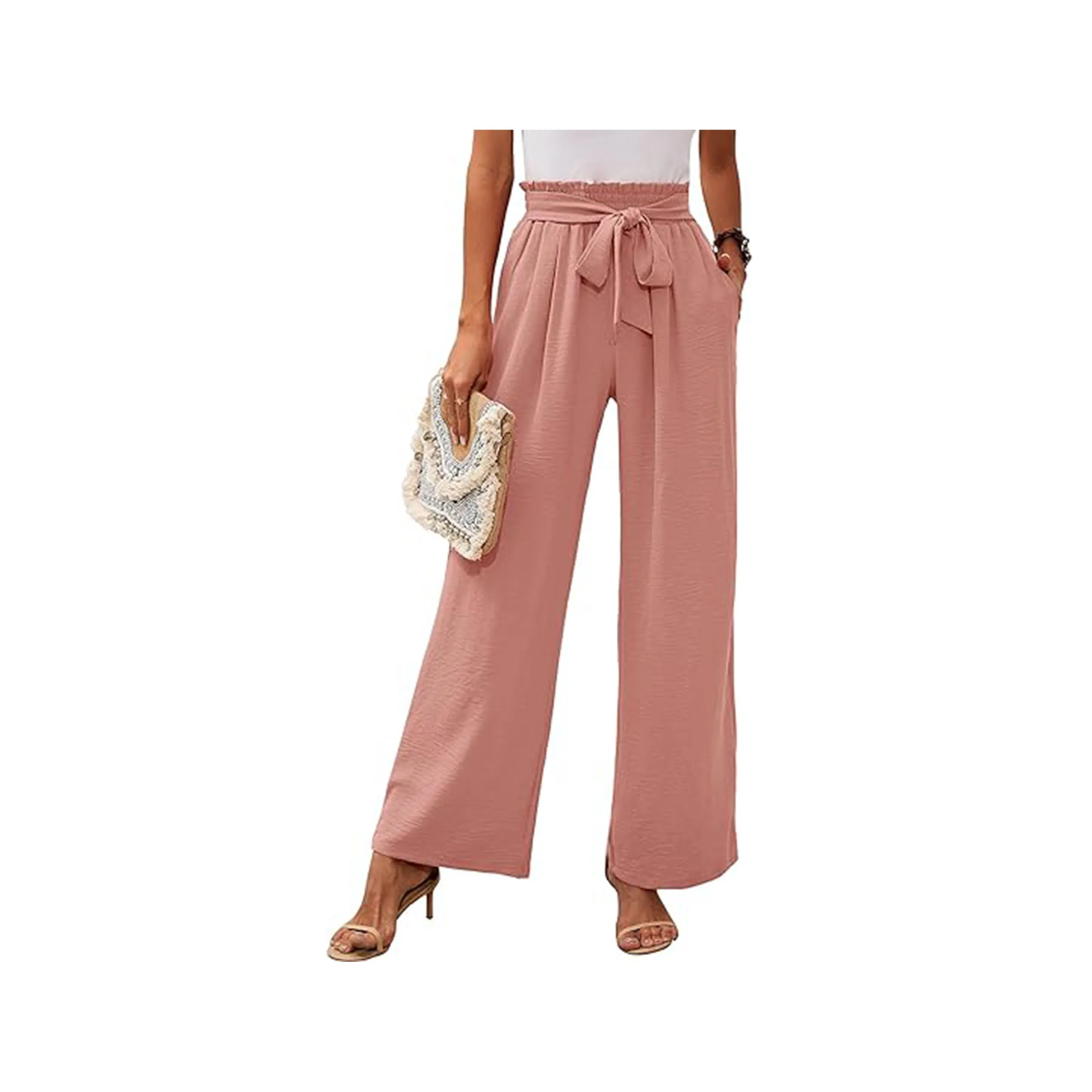 Hot Sale Lady High Waist Elegant Wide Leg Trousers
