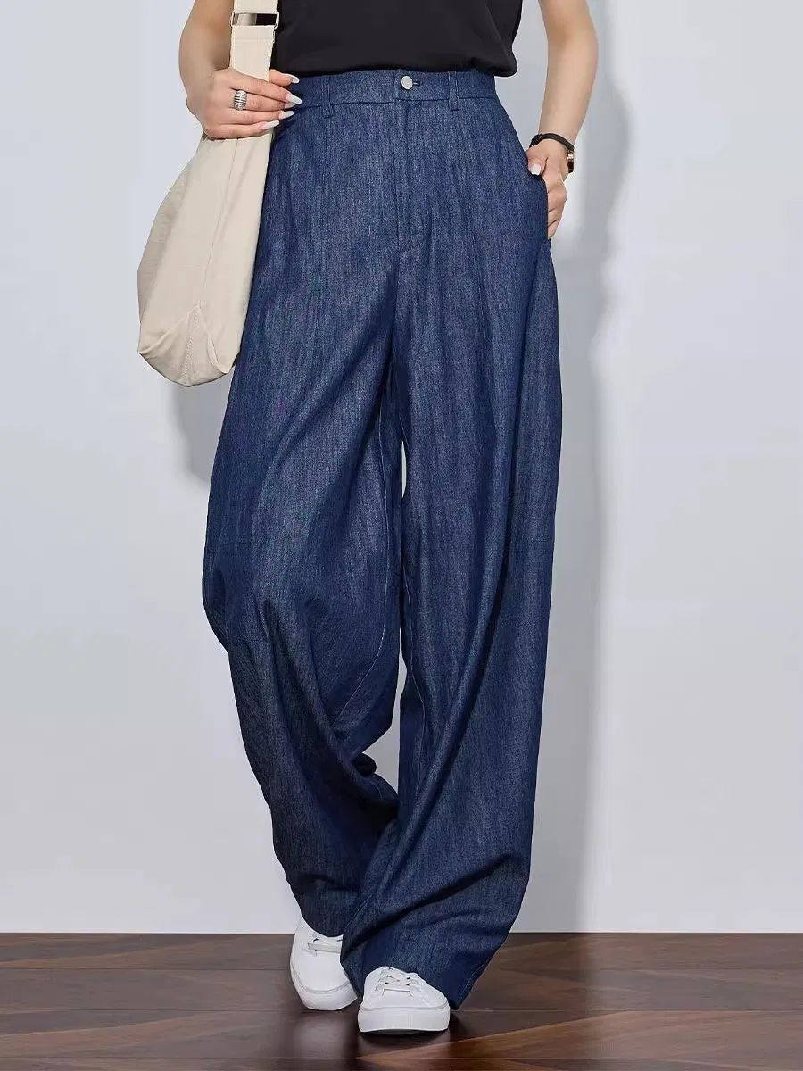 Women's Summer Extra Long Thin Casual Pants Loose Floor-Length Cotton Linen Pants High Waist Wide Leg Pants