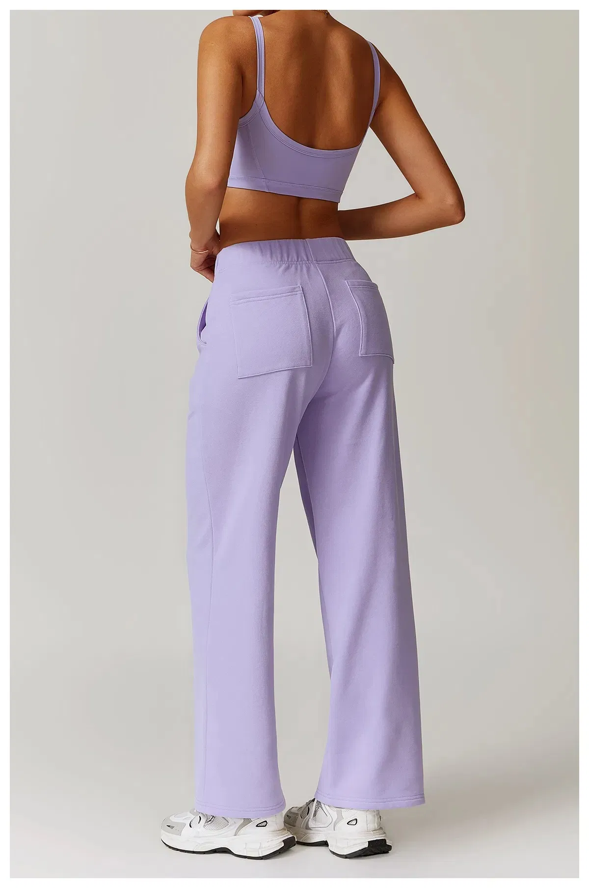 Women's Outdoor Straight Leg Sweatpants High Waist Cotton Blend Joggers with Pockets, Loose Fit Fall Winter Trousers