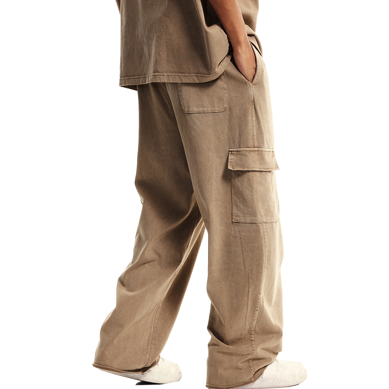 Fashion Casual Thin Multi Pocket Loose Men's Trousers High Street Straight Leg Mens Cargo Pants