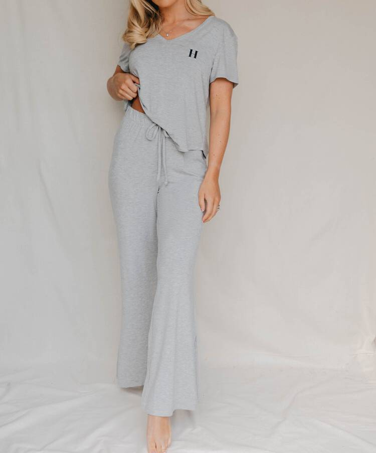 Soft 95% Viscose From Bamboo 5% Spandex Drawstring Wide-Leg Trousers