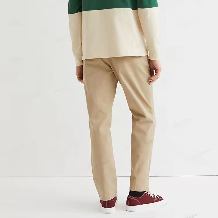 Wholesale Fashion High Quality Custom Logo Wide Leg Men Trousers Zipper Stretchy Cotton Nylon Casual Khaki Mens Chinos Pants