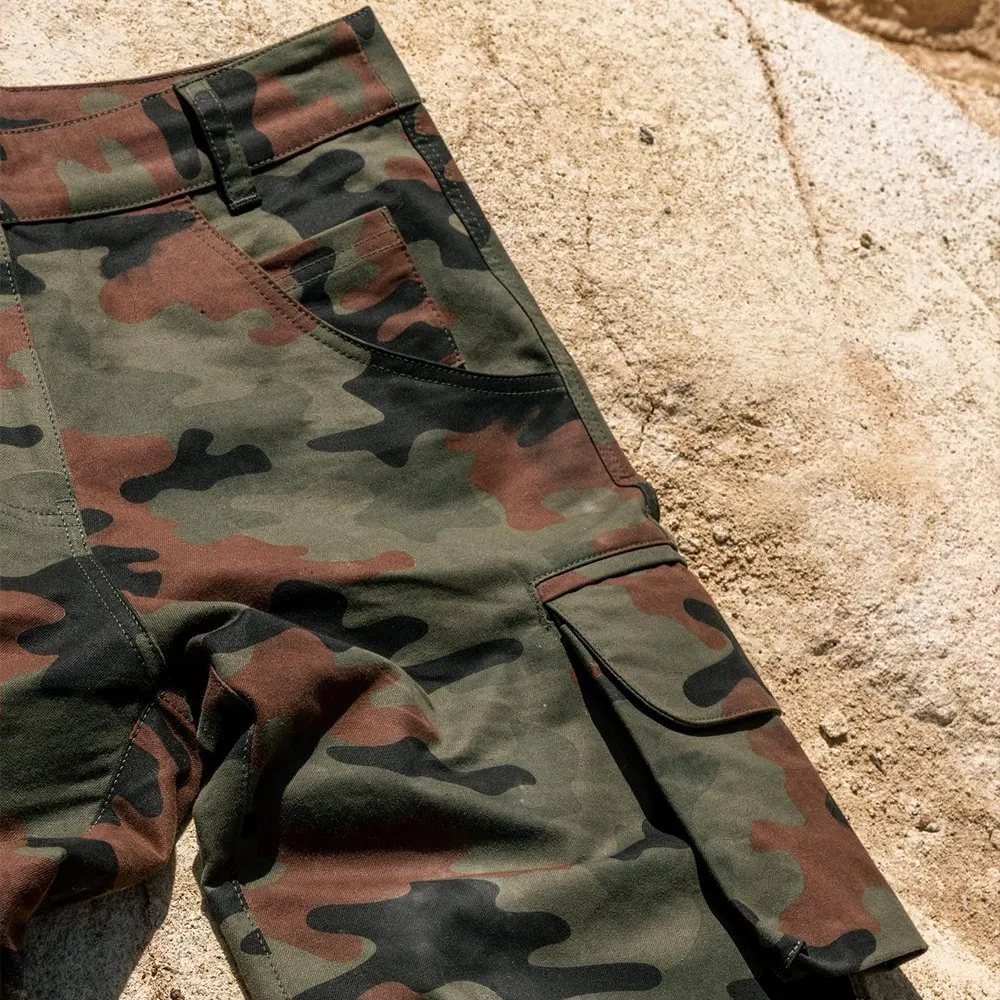 Wholesale Cargo Camouflage Printed Men's Pants Manufacturer Zippers Multi Pockets Low Rise Camo Straight Trousers