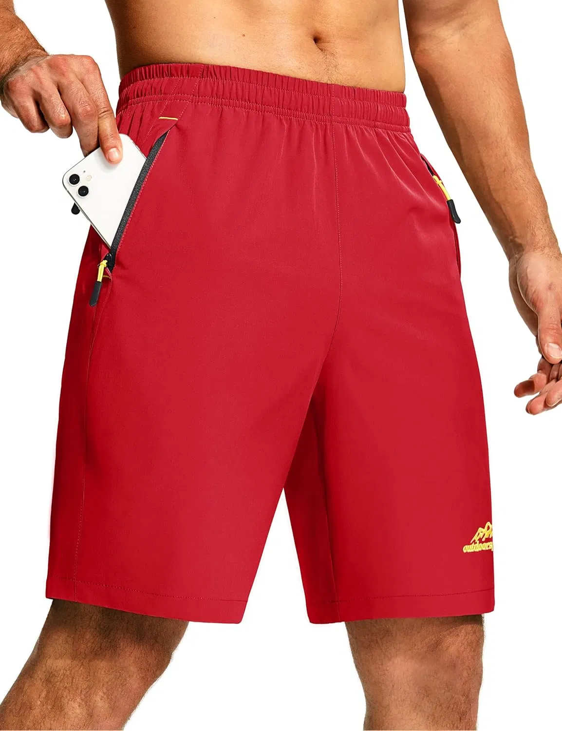 Men's Running Athletic Shorts 9" Quick Dry Workout Gym Shorts Lightweight Summer Shorts 3 Zipper Pockets