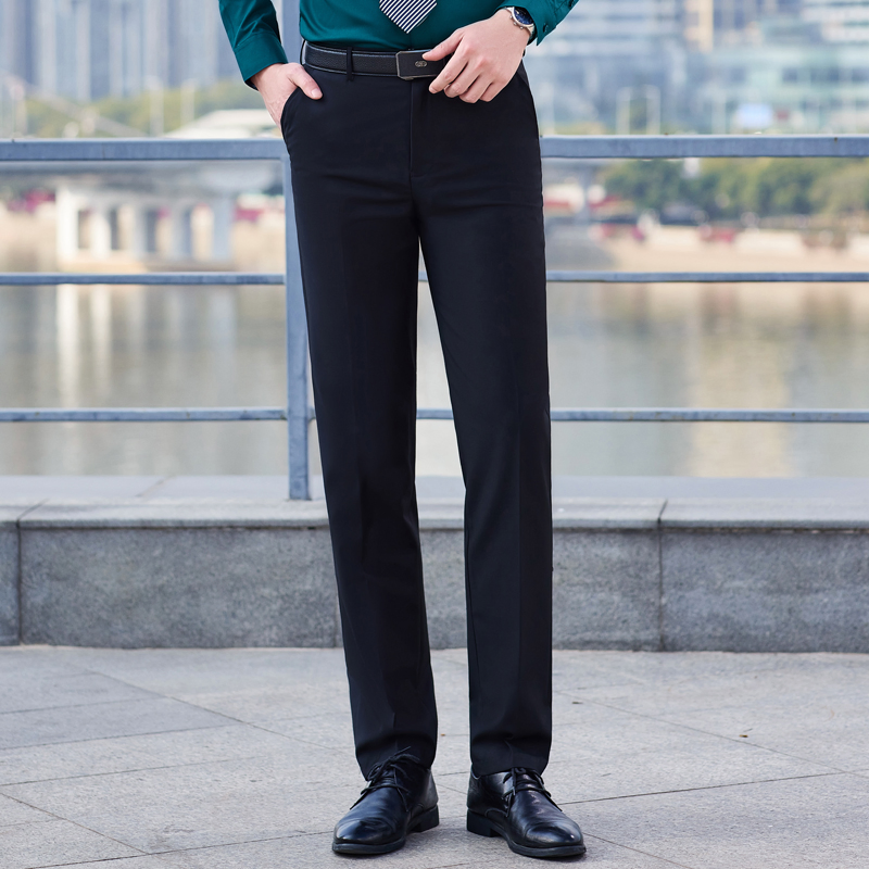 Tailored Serge Grey Straight Leg Men's Business Professional Trousers