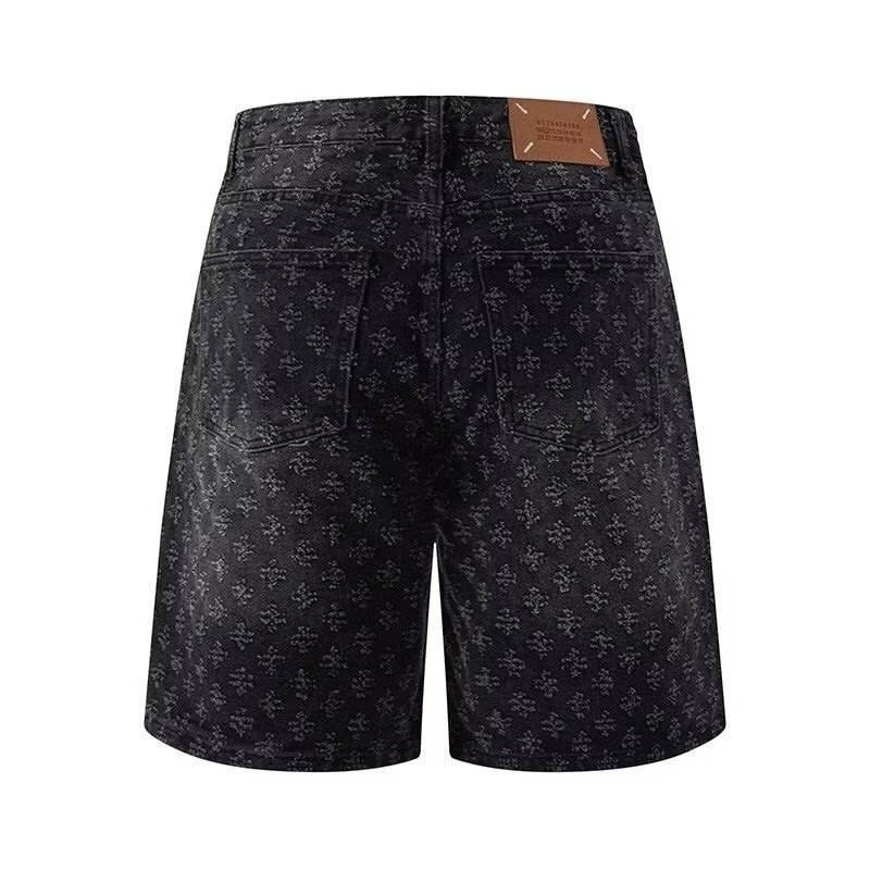 Custom Wholesale Men's Fashion Five-Pocket Shorts, American High-Street Washed Jacquard Denim MID-Rise Loose Shorts Clothing