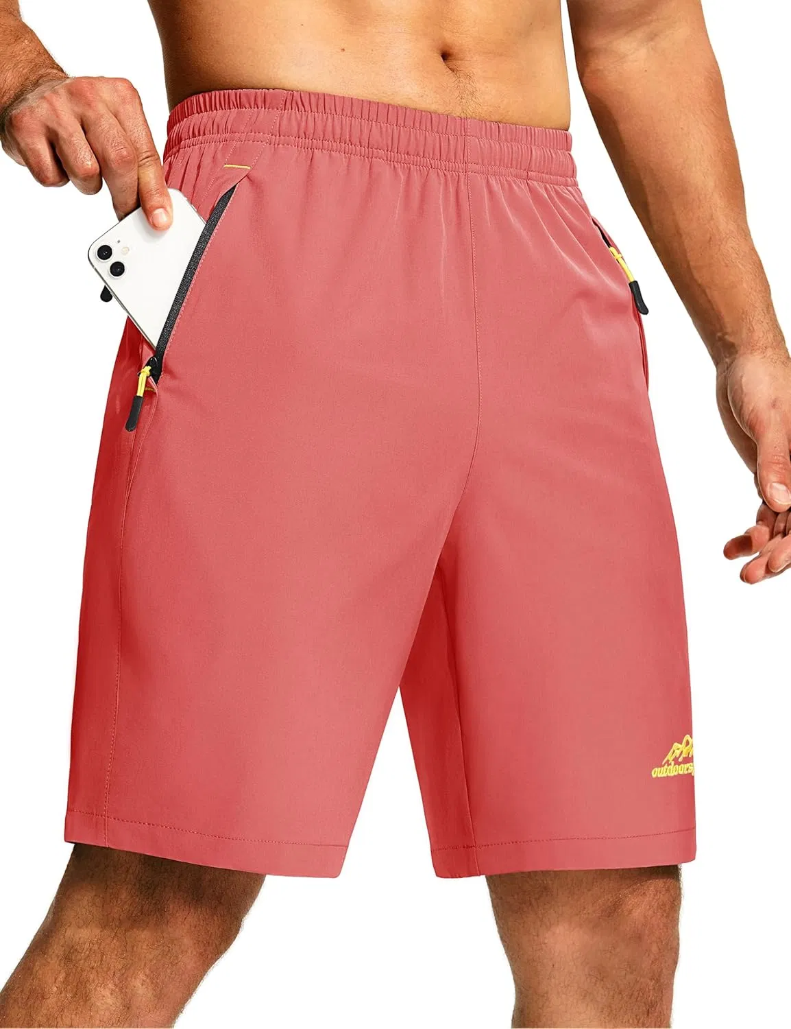 Men's Running Athletic Shorts 9" Quick Dry Workout Gym Shorts Lightweight Summer Shorts 3 Zipper Pockets