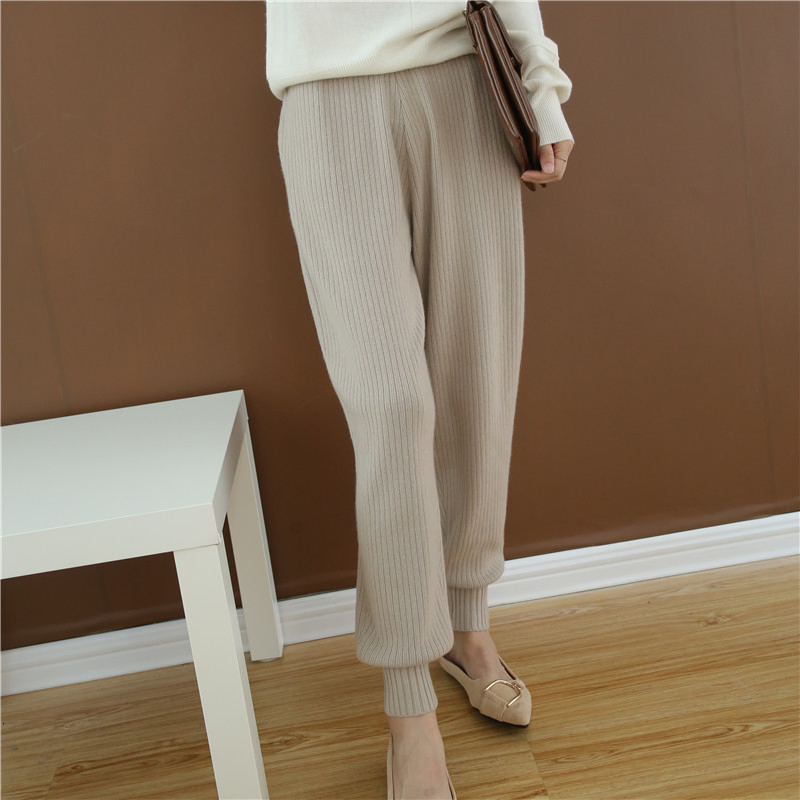 Square Fonda Cashmere Joggers Loose High Waist Pants Ladies Trousers.