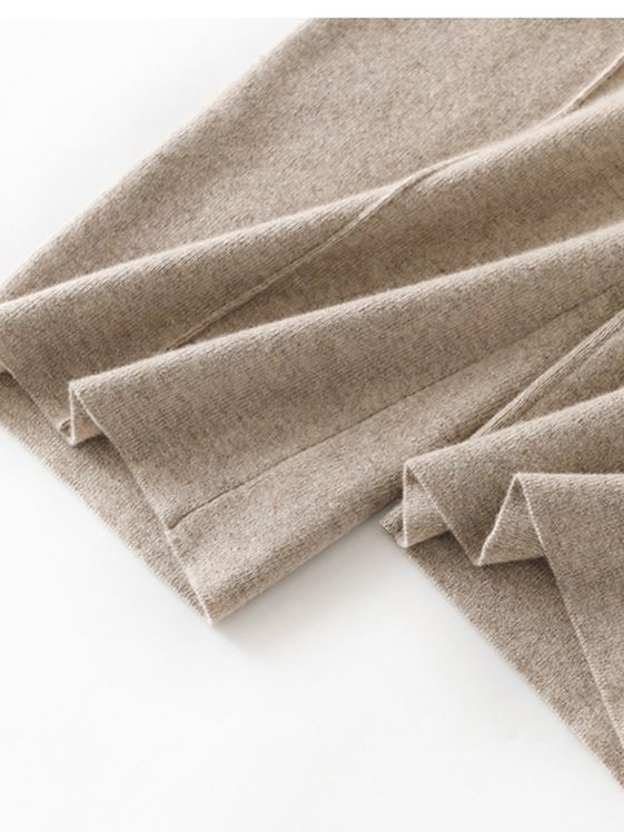 Women's High Waisted Cashmere Wide-Leg Trousers Woollen Knitted Straight Trousers