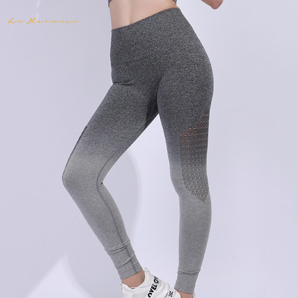 Gradual Hollowing Women Yoga Pants High Waist Elastic Buttock Lifting Leggings Seamless Tracksuit Trousers Tight Fitting Buttock Lift Elastic Force Fitness Ywjy