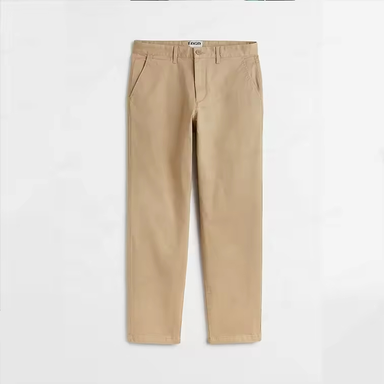 Wholesale Fashion High Quality Custom Logo Wide Leg Men Trousers Zipper Stretchy Cotton Nylon Casual Khaki Mens Chinos Pants
