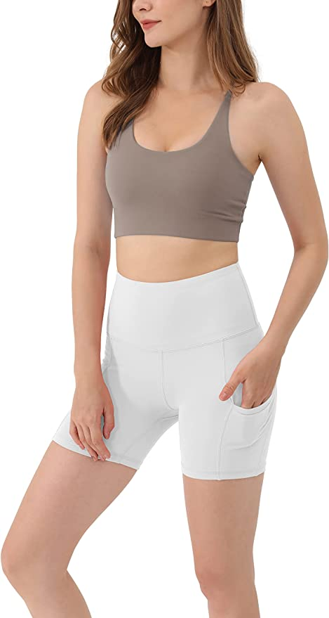 Premium Women High Waist Biker Shorts with Pockets Tummy Control Workout Gym Athletic Running Yoga Shorts Apparel Garment Clothing for Wholesale Price